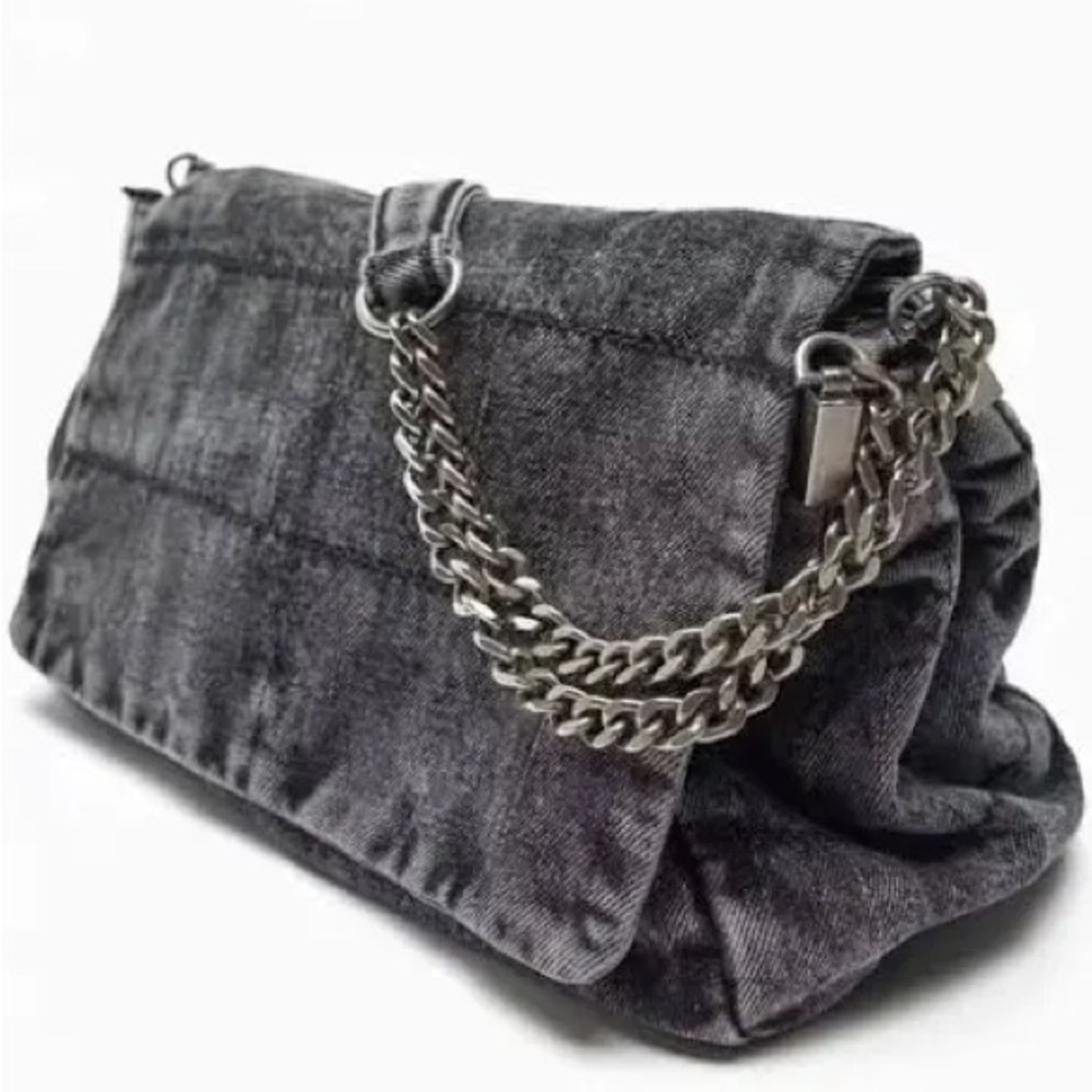 ZARA DENIM SHOULDER BAG BLACK/GRAY